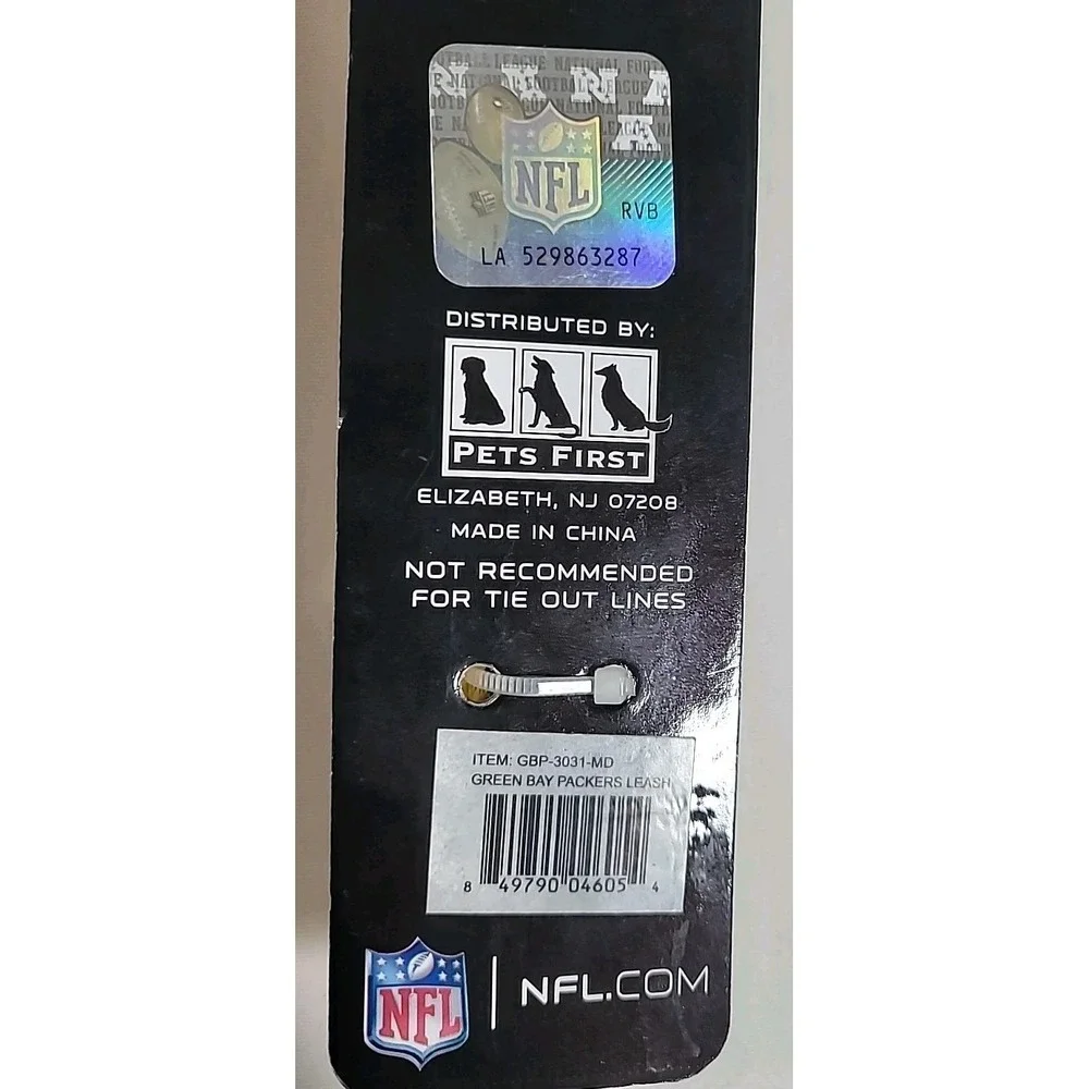 Green Bay Packers Dog Leash Size Medium by Pets First NFL Pet Walk Nylon
